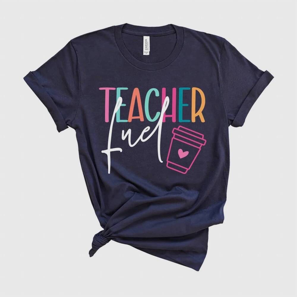 NEW VIV & LOU women's teacher fuel graphic tee in navy